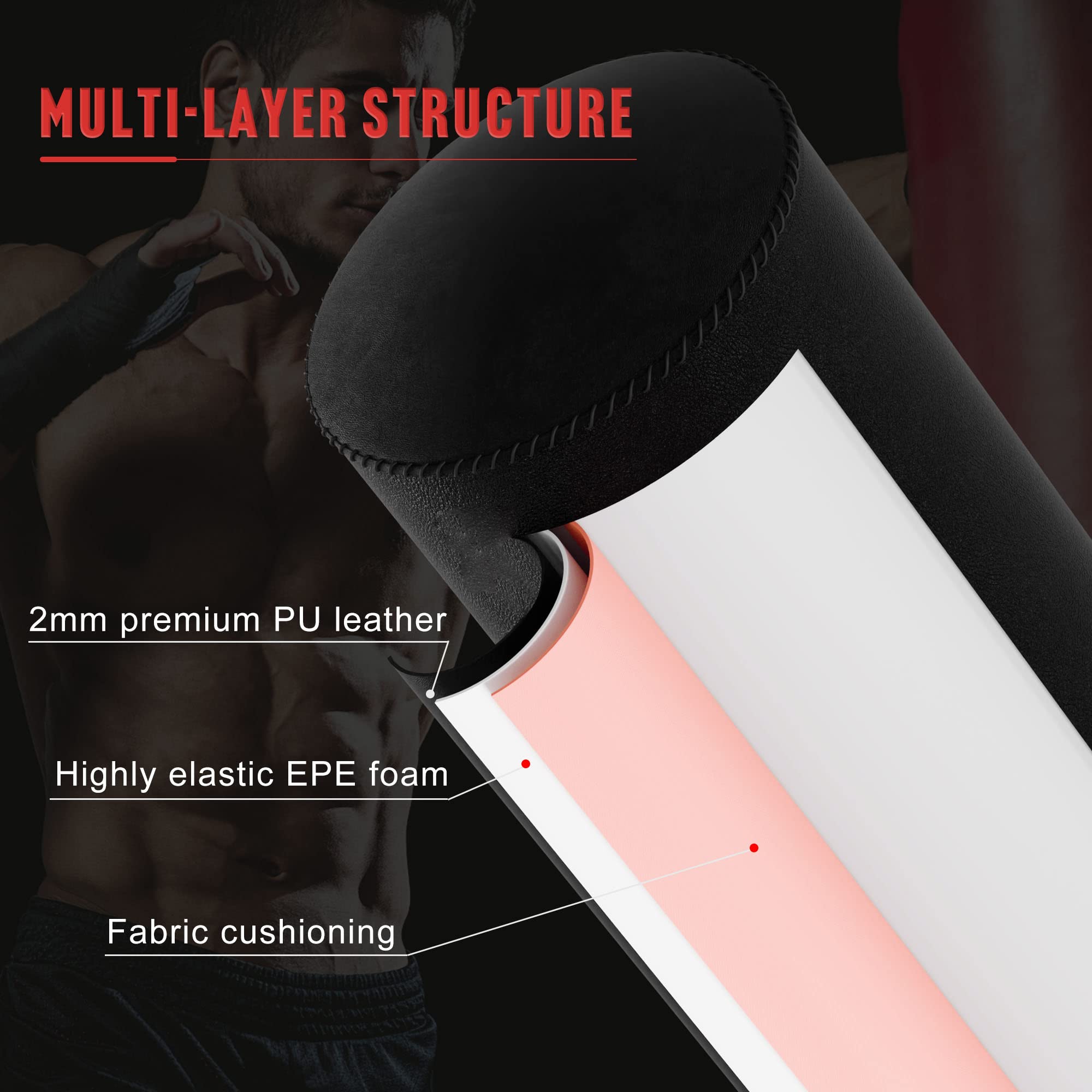 Elevens Freestanding Punching Bag for Adults - Heavy Duty Boxing Training Equipment for Home Gym, MMA, Kickboxing & Fitness Workouts | Perfect for Garage, Basement & Backyard Training