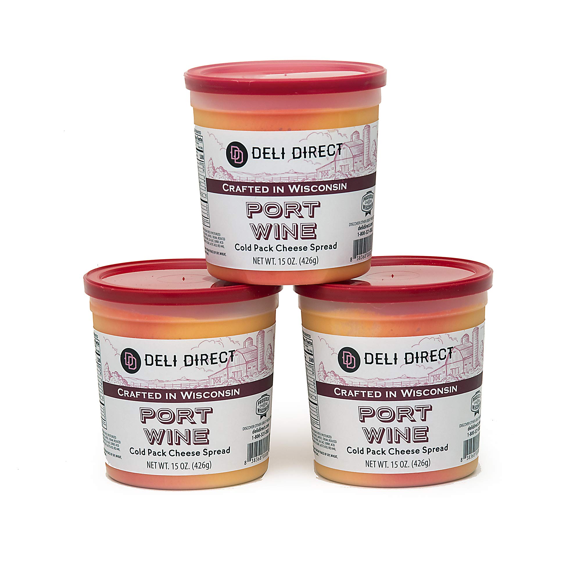 Deli Direct Port Wine Cream Cheese Spread - 15 oz (3 Pack) | Gourmet Cheese Dip for Chips, Crackers & Pretzels | Spreadable Flavored Cream Cheese for Parties, Snacks & Charcuterie Boards