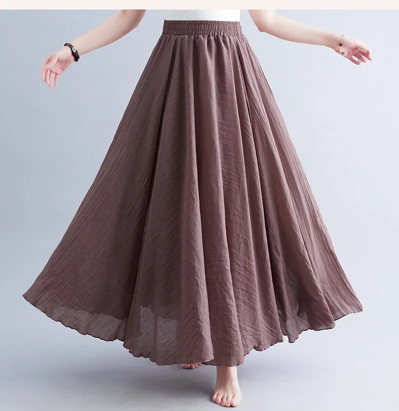 Stylish Women's Cotton Linen Maxi Skirt - Y2K Elegant Boho Long Skirt for Beach, Casual & Harajuku Fashion | Perfect for Summer Outfits, Vacations & Street Style
