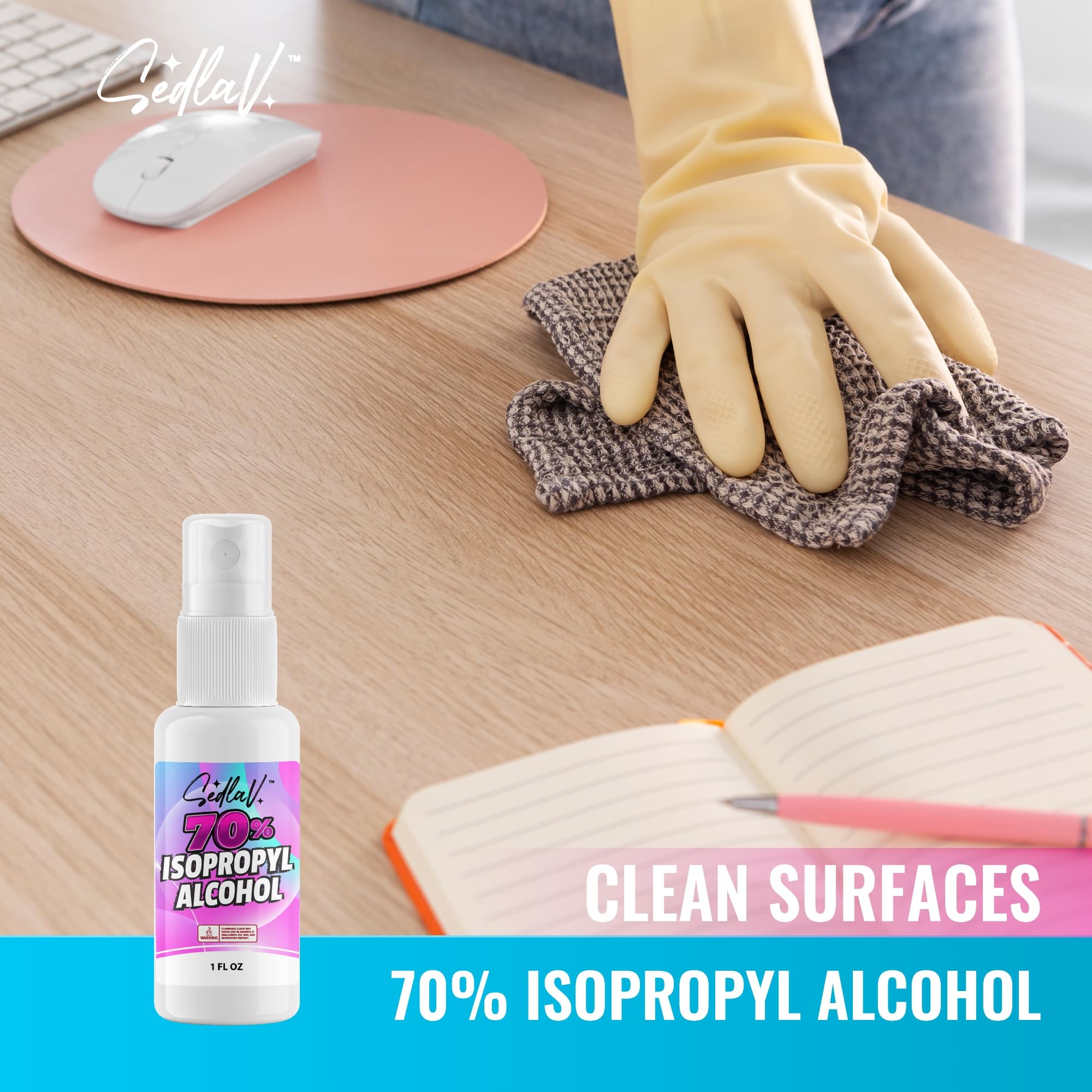 **SEDLAV 70% Isopropyl Alcohol Spray Bottle (2-Pack) - Travel Size Disinfectant for Hands, Surfaces & First Aid - Portable Sanitizer for Home, Office & On-The-Go Use**