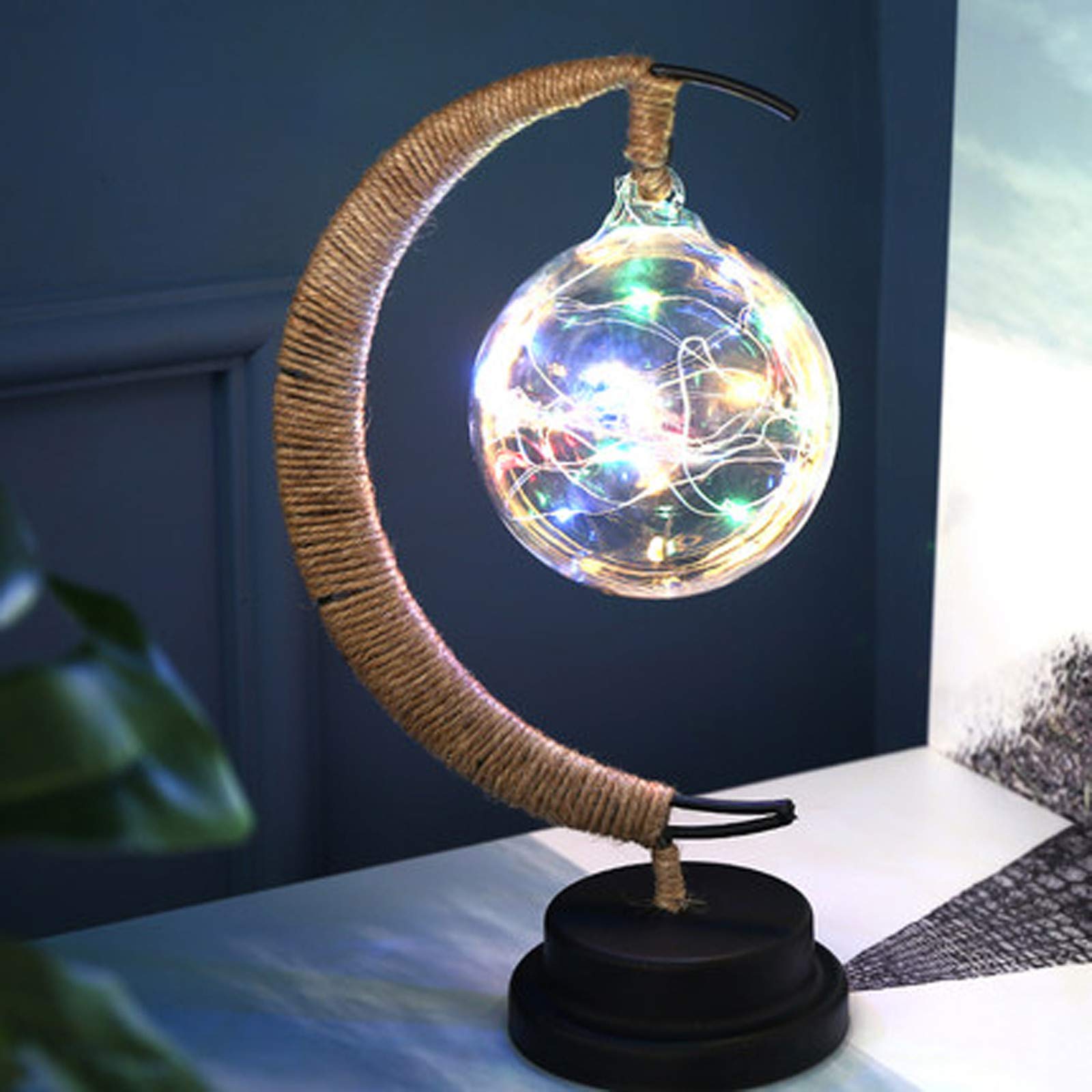 Parodais LED Night Light - Handmade Wrought Iron Star & Moon Decorative Light for Christmas Decor, Bedroom, Nursery | Multicolor Mood Lighting for Home Ambiance & Relaxation