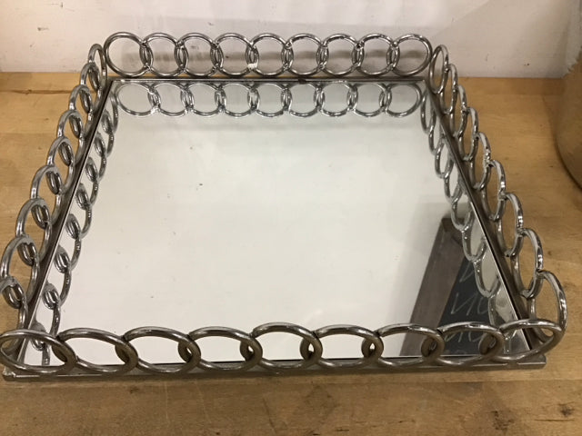 15x15 Inch Silver Metal Mirrored Tray - Elegant Home Decor for Vanity, Bathroom & Dining Table Organization