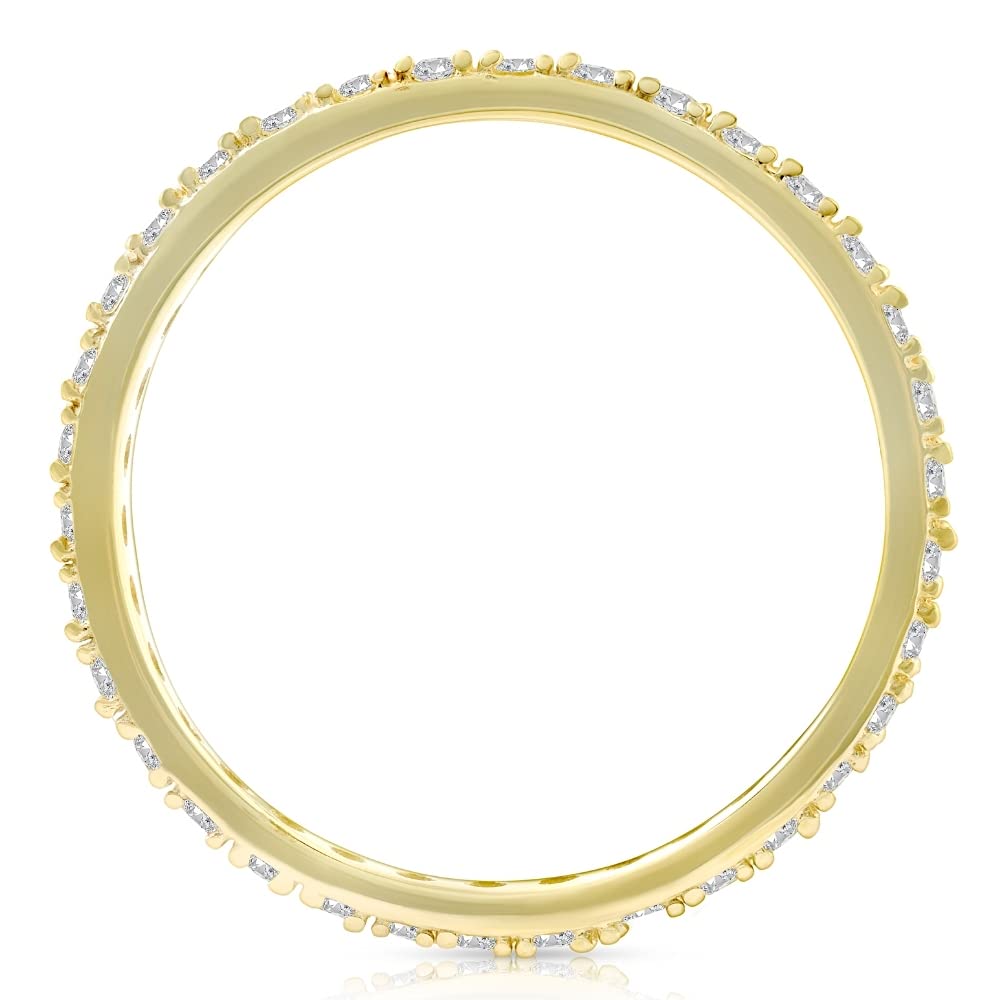1/2 Carat Diamond Eternity Ring for Women - 10K Yellow Gold Stackable Wedding Band - Perfect for Anniversary, Engagement & Everyday Elegance