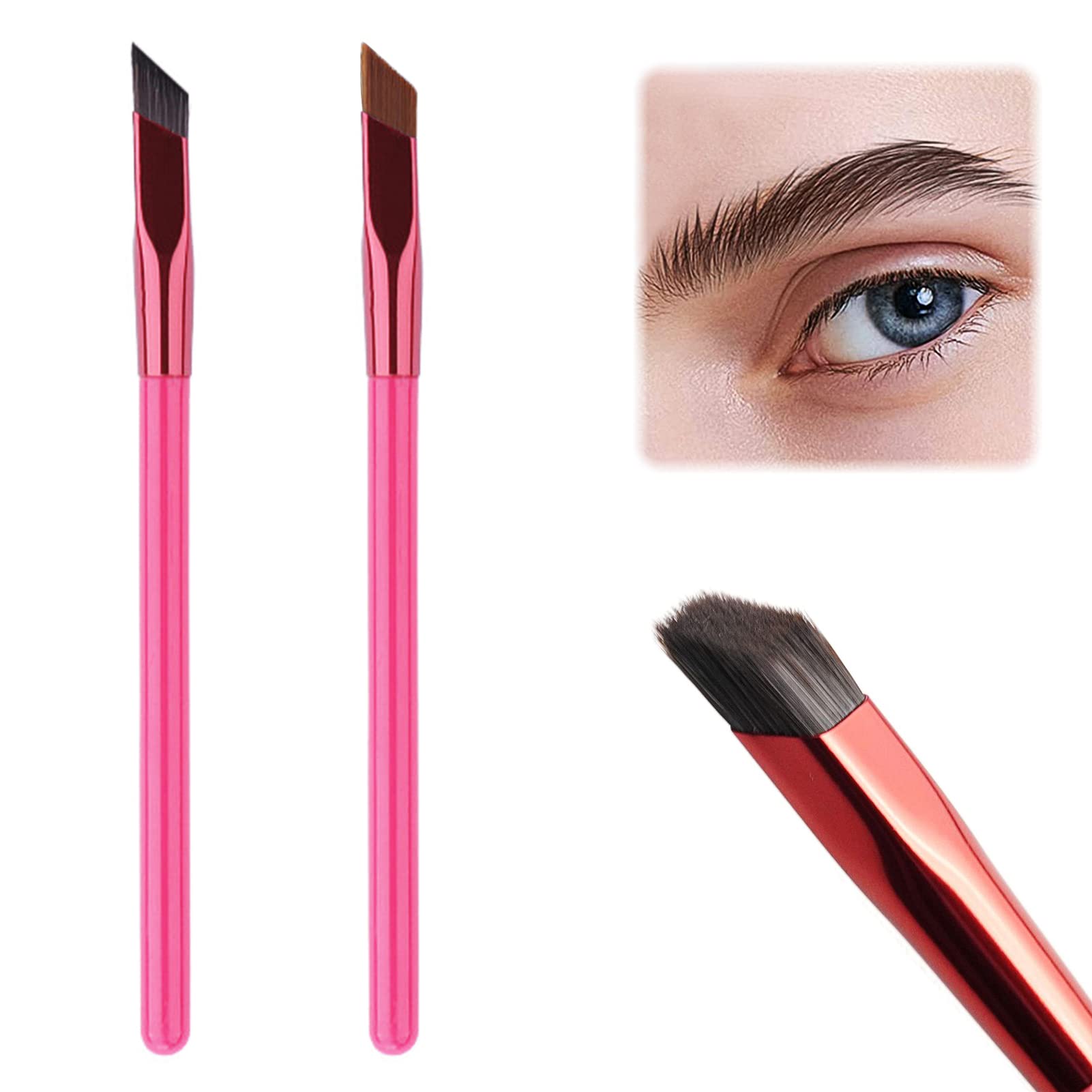 Ganbaro 2PCS Professional Eyebrow Brush Set - Multi-Function Angled Brow Brush & Concealer Contour Tool | Perfect for Eyebrow Shaping, Makeup Application & Daily Beauty Routine