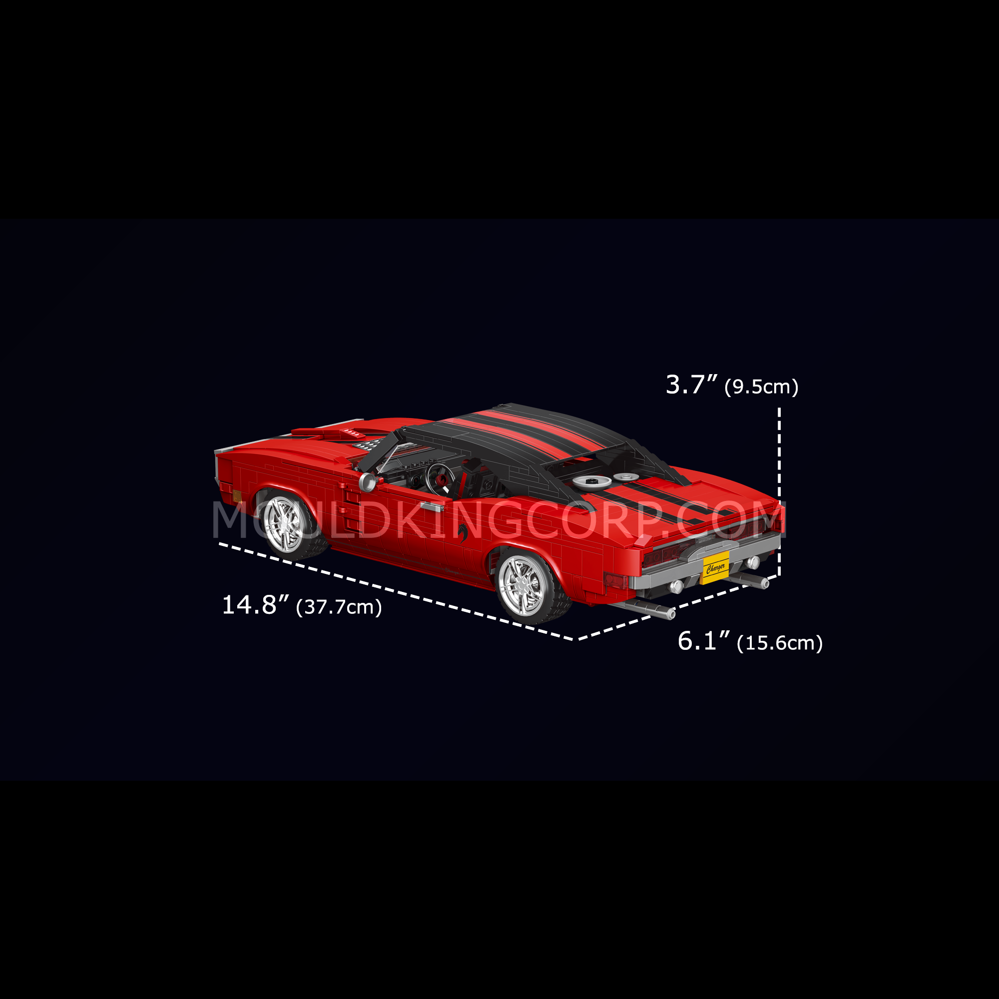 Mould King 10112 Charger Car Model Building Set - 1,869 Piece STEM Toy for Kids & Adults | Creative DIY Construction Kit for Car Enthusiasts & Collectors | Perfect Gift for Birthday, Christmas & Home Decoration