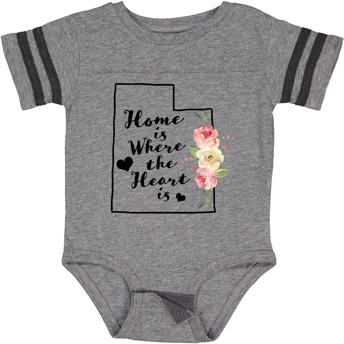 Inktastic Utah Home is Where The Heart is - Watercolor Floral Baby Bodysuit | Soft Cotton Infant Onesie for Newborns & Babies | Perfect for Family Photos, Gifts & Everyday Wear