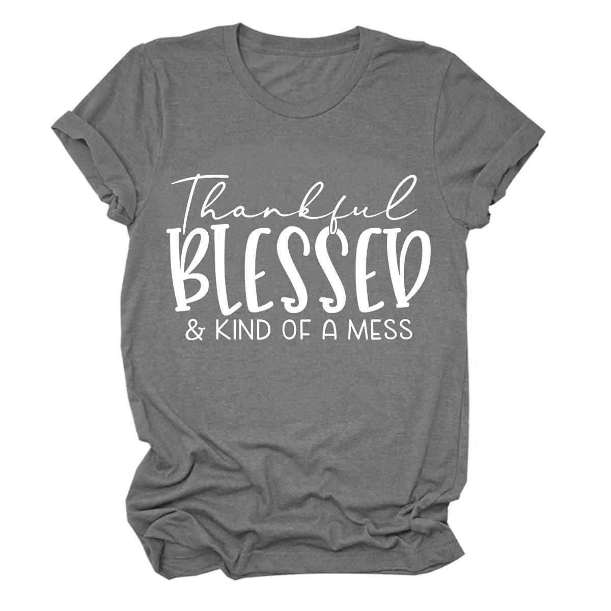 Women's 'Kind of A Mess' Sarcastic Graphic Tee - Short Sleeve Letter Printed Casual T-Shirt for Everyday Wear | Funny Lounge & Weekend Outfit