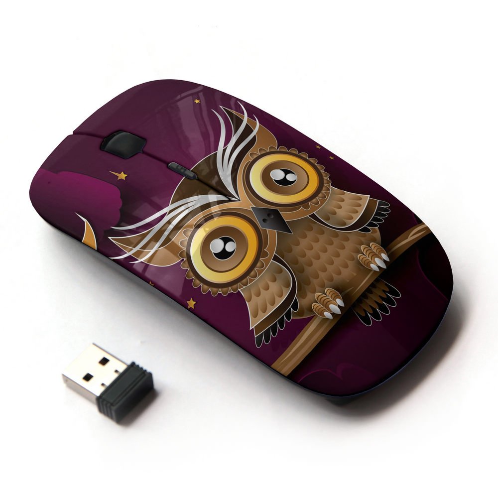 2.4G Wireless Optical Mouse - Owl Purple Minimalist Design, Ergonomic & Portable for Laptop, PC, Mac - Perfect for Office, Home & Travel Use