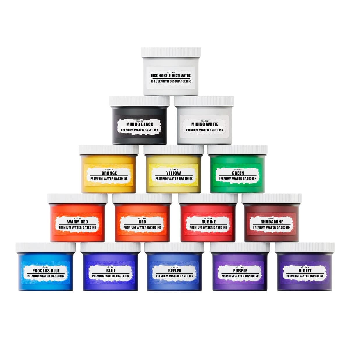 Ecotex Water Based Fabric Ink Kit - Soft Screen Printing Ink for T-Shirts, Silk & Cotton - Discharge Activator Included - Perfect for DIY Custom Apparel & Home Textile Printing