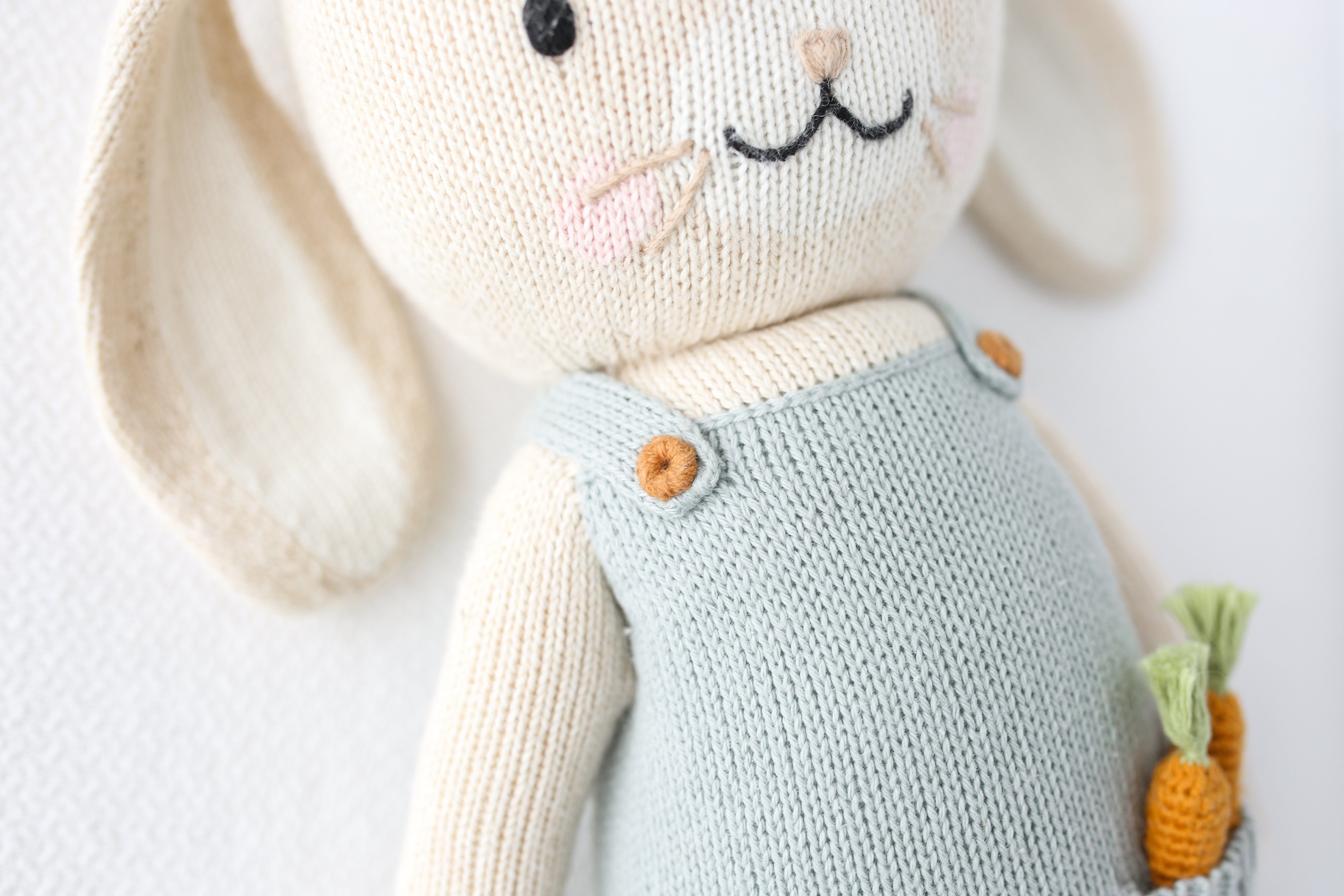 Cuddle+Kind Henry the Bunny (Little) - Organic Cotton Handmade Plush Toy for Babies & Kids | Perfect for Cuddling, Gifts, and Nursery Decor