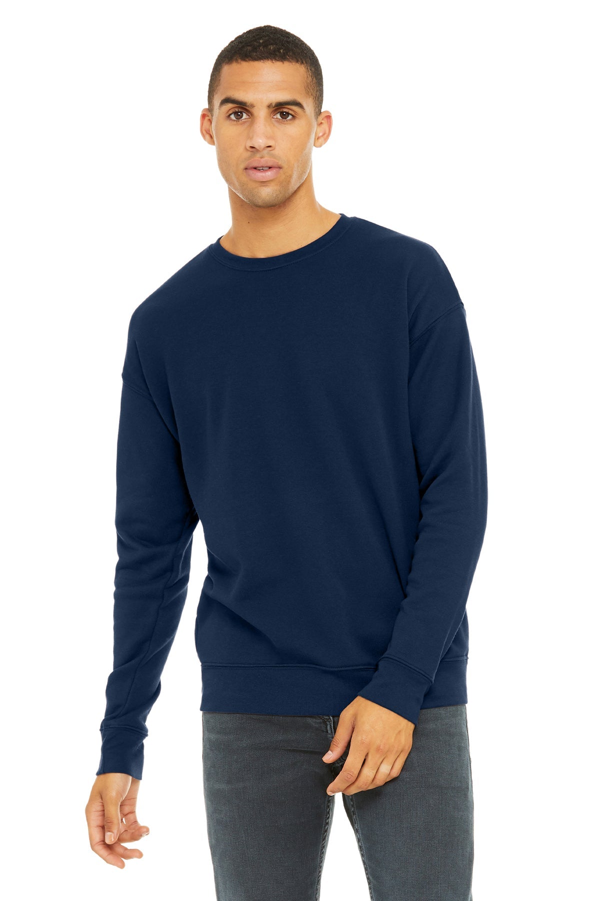 Bella Canvas Unisex Drop Shoulder Pullover Sweatshirt - Soft Comfortable Crewneck Casual Wear for Men & Women - Navy Blue - Perfect for Lounge, Streetwear & Everyday Outfits