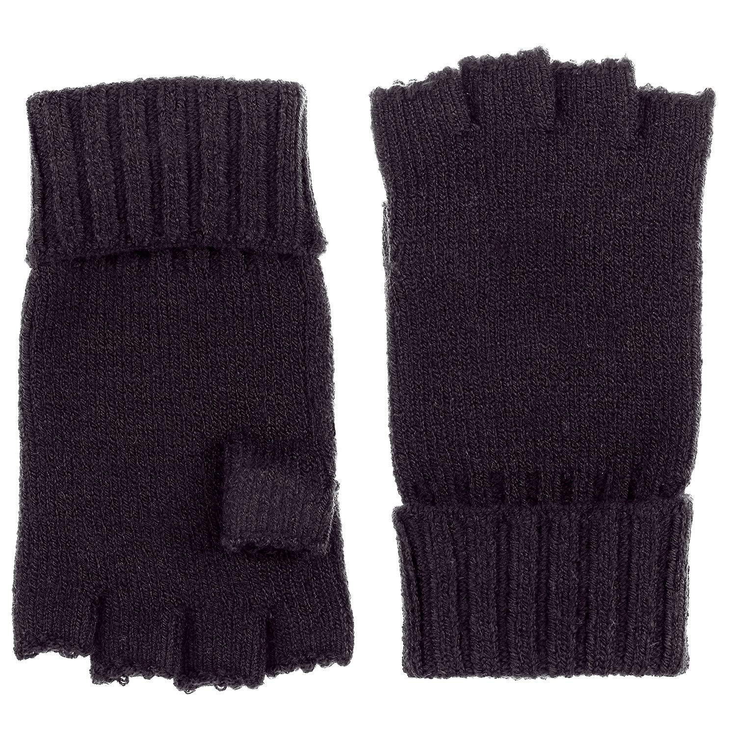 BYOS Unisex Winter Fingerless Knit Gloves with Ribbed Cuff - Warm Textured Gloves for Men & Women - Perfect for Driving, Typing & Outdoor Activities in Cold Weather