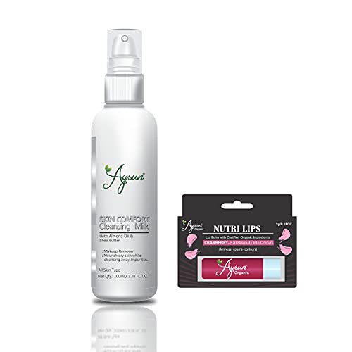 Aysun Skin Comfort Cleansing Milk & Nutri Lip Balm 2-Pack Set – Hydrating Face Wash & Moisturizing Lip Care for Daily Skincare Routine
