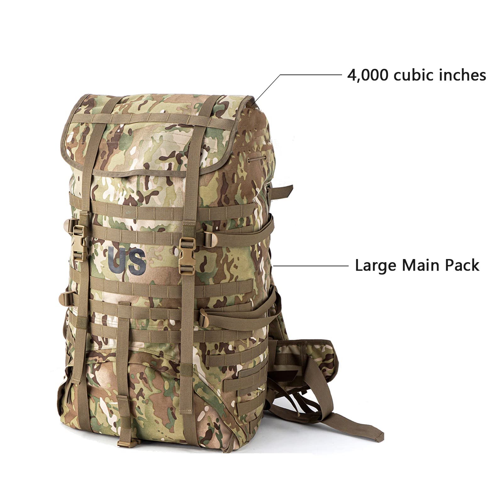 MT Military MOLLE 2 Large Rucksack with Frame - Army Tactical Backpack for Outdoor Hiking, Camping & Survival Gear - Durable Military Backpack for Tactical Missions, Hunting & Travel