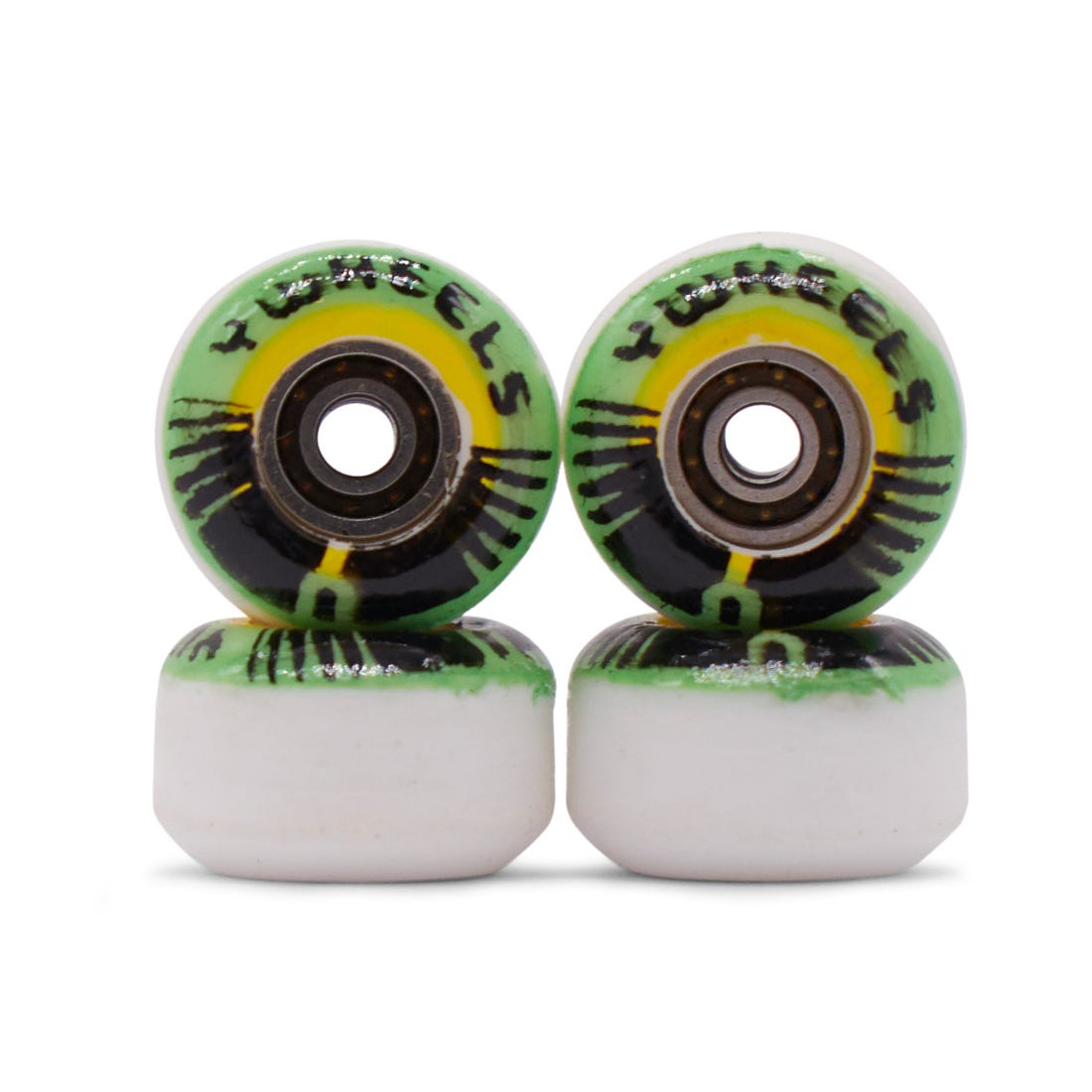 Yellowood Y2 Fingerboard Wheels - Graphic Green - High Performance Skateboard Wheels for Fingerboarding & Mini Skate Tricks - Perfect for Indoor & Outdoor Play