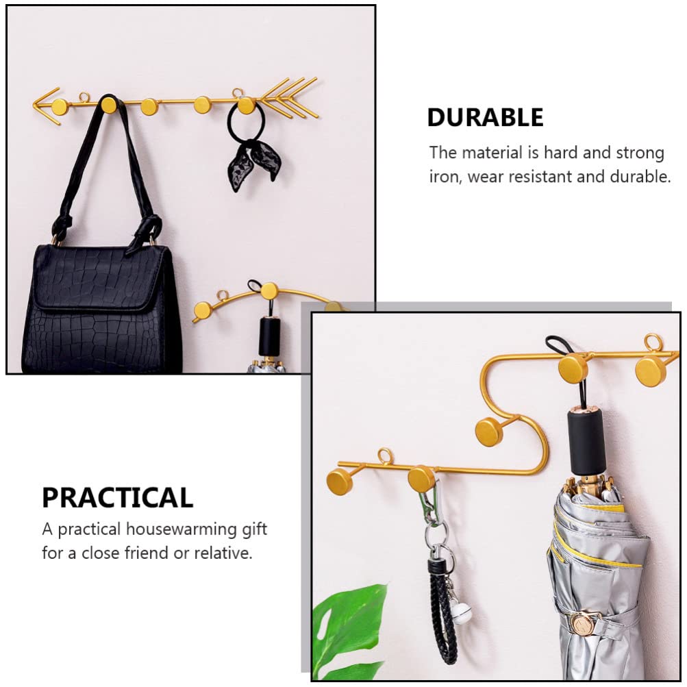 2-Pack Decorative Wrought Iron Wall Hooks - Multi-Hook Clothes Hanger for Coats, Hats & Bags - Creative Storage Solution for Bedroom, Entryway & Bathroom Organization