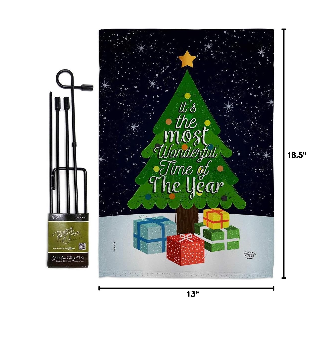 Christmas Garden Flag Set with Stand - Santa Reindeer Decor for Winter Yard