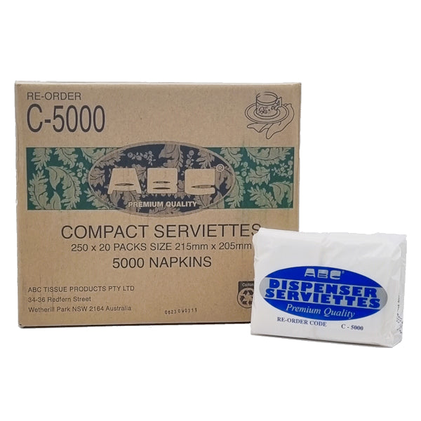 ABC Compact Fold Napkins 215mm x 205mm (8.5