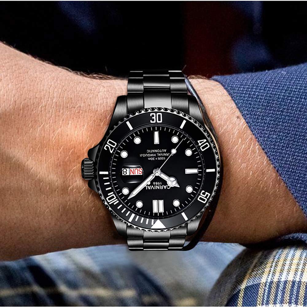 MASTOP Men's Automatic Diver Watch with Rotating Bezel - Classic Analog Luxury Dress Watch with Day & Week Display | Perfect for Business, Formal Events & Everyday Wear