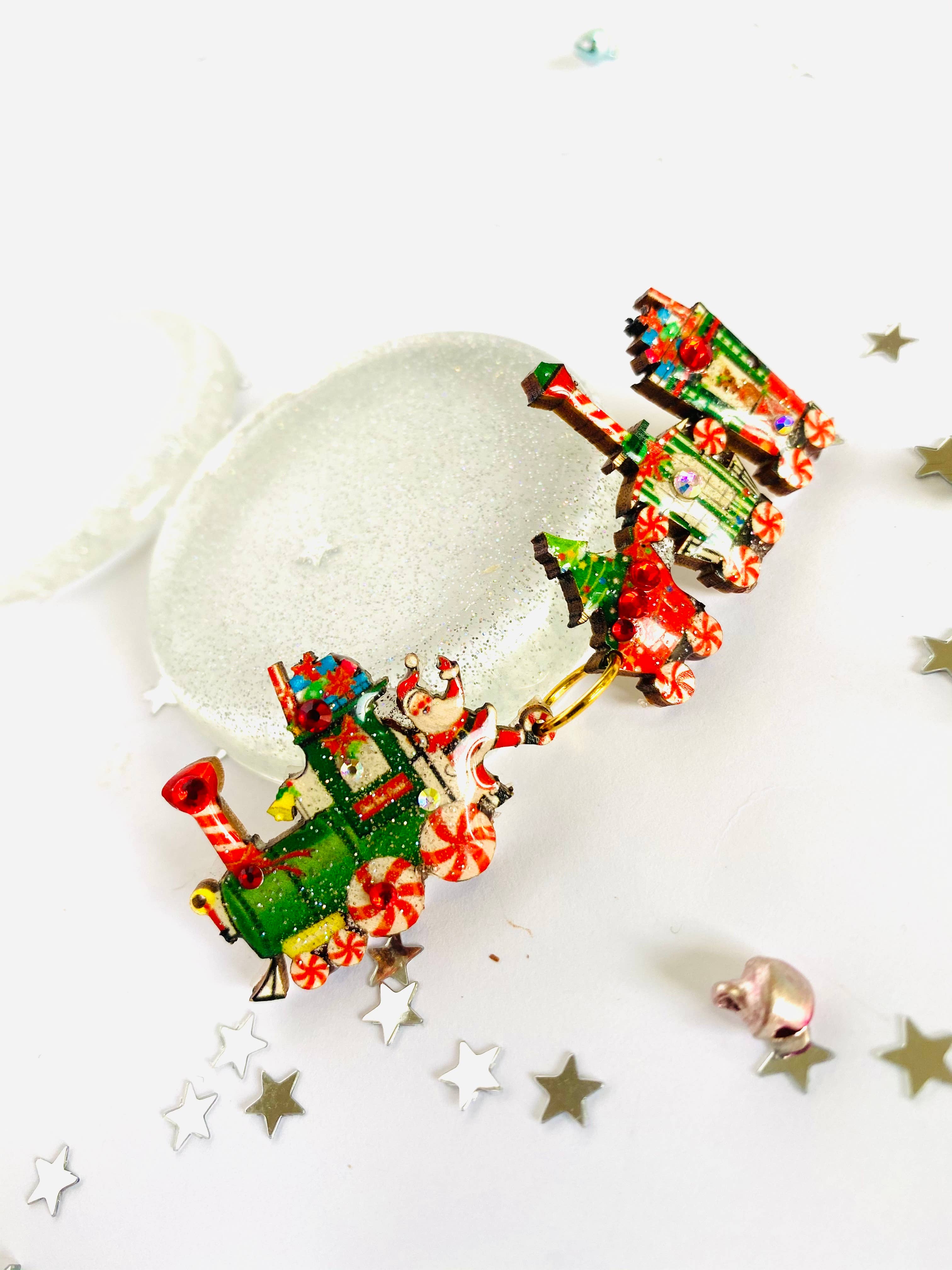 Vintage Christmas Train Brooch by Rosie Rose Parker - Elegant Holiday Jewelry for Women, Perfect for Christmas Parties & Festive Outfits