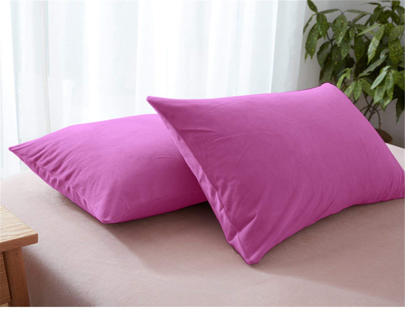 Kotton Culture 2 Pack Velvet Pillow Shams - Soft Zipperless Pillow Cases for Throw Pillows (20x26 Inches, Violet) - Luxury Bedding for Sofa, Living Room & Bedroom Decor