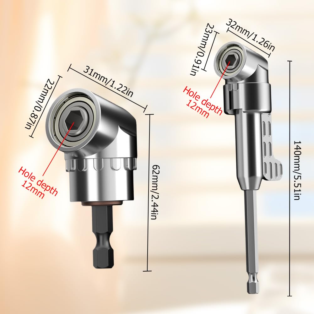 105 Degree Right Angle Drill Bit Holder - 2025 New Multi-Function Corner Screwdriver Hub with 12pc Bit Set | Angle Extension Kit for Tight Spaces & Household DIY Projects (Long)