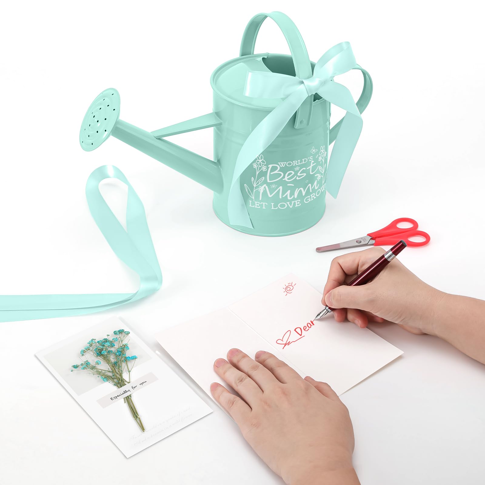 Best Mimi Gifts for Women - 1/2 Gallon Mint Green Metal Watering Can for Indoor Plants - Thoughtful Gardening Gifts from Grandkids - Perfect for Houseplant Care, Garden Decor & Mother's Day Presents