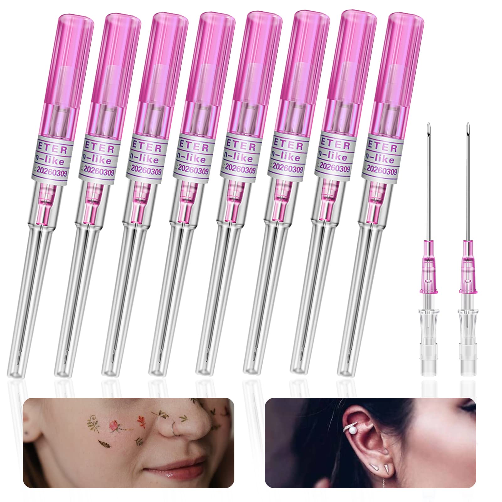 20G Catheter Piercing Needles - 10pcs IV Catheter Needles for IV Start Kits, Ear & Nose Piercing, Tattoo Supplies | Professional Body Piercing Tools for Tattoo Artists & Medical Use