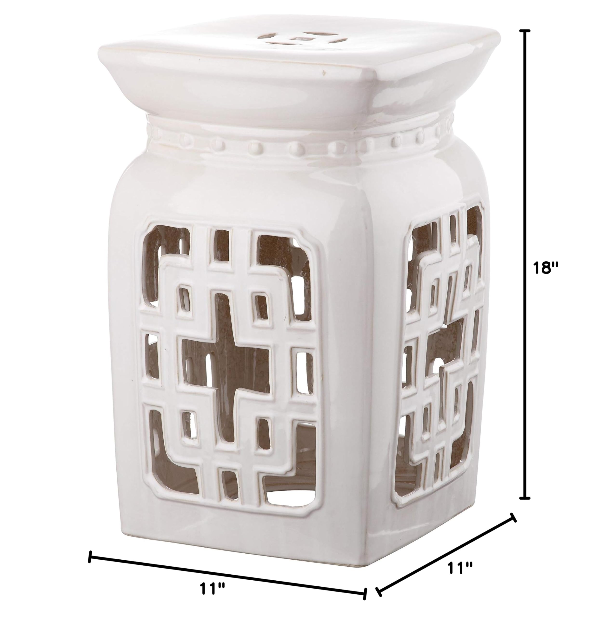 Cream Garden Stool - Transitional Ceramic Outdoor Seat for Patio, Balcony & Garden Decor - Perfect for Relaxing, Entertaining & Adding Elegance to Your Outdoor Space