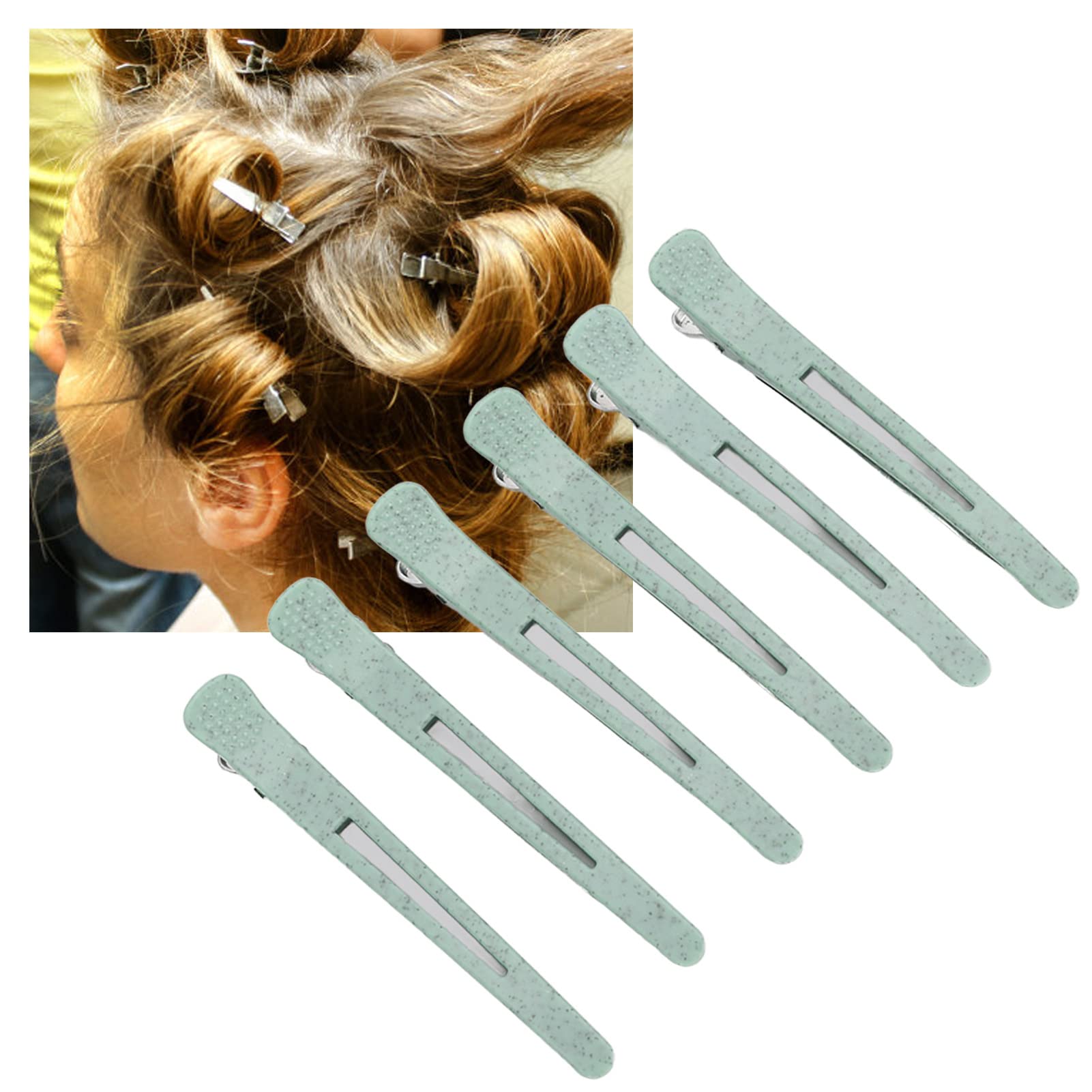 6pcs Professional Duckbill Hair Clips for Women & Girls - Salon Quality Styling & Sectioning Hair Clips (Green) - Perfect for Hairdressing, Salon Use & Home Styling