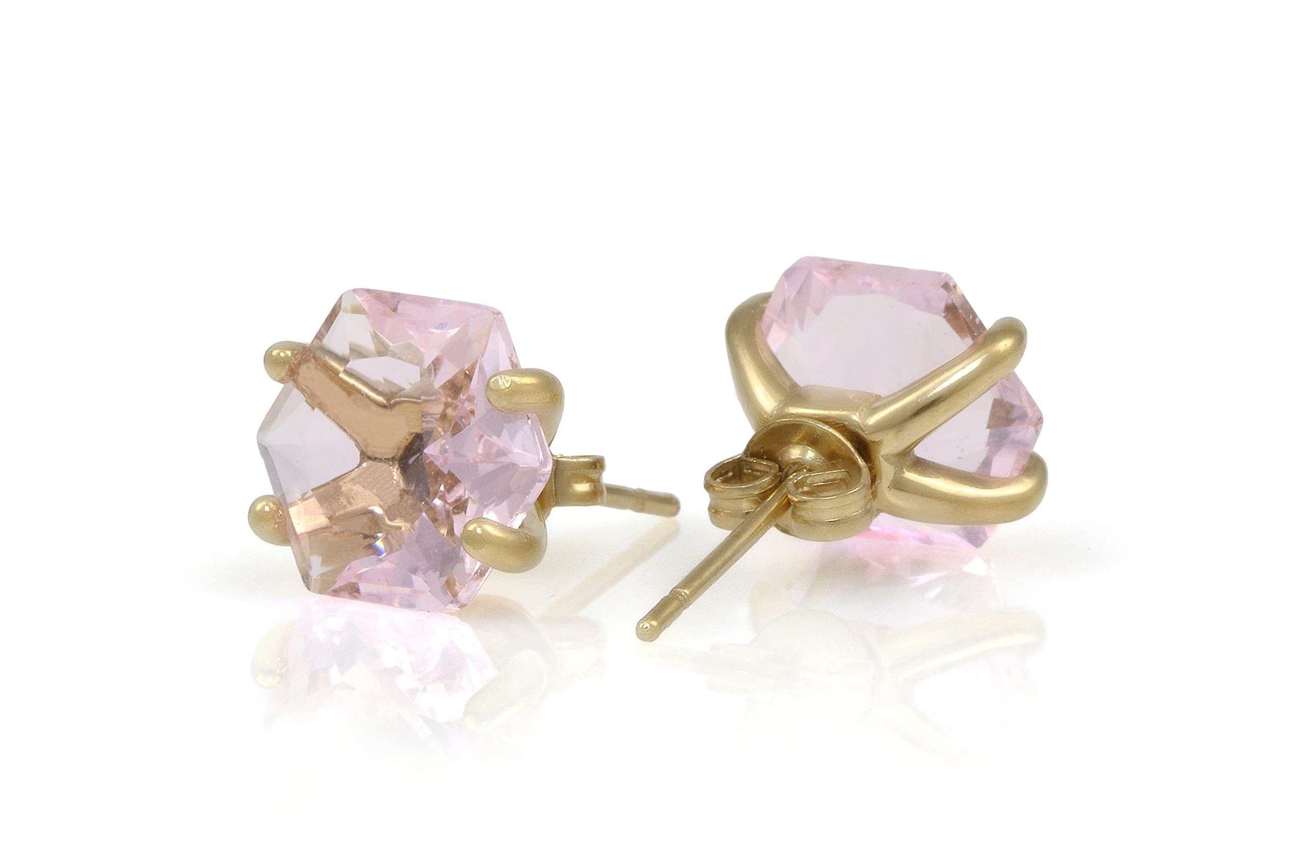 Lustrous Rose Quartz Stud Earrings for Women - Handmade Crystal Bridal & Everyday Jewelry Set with Gift Box - Perfect for Weddings, Anniversaries, and Daily Wear