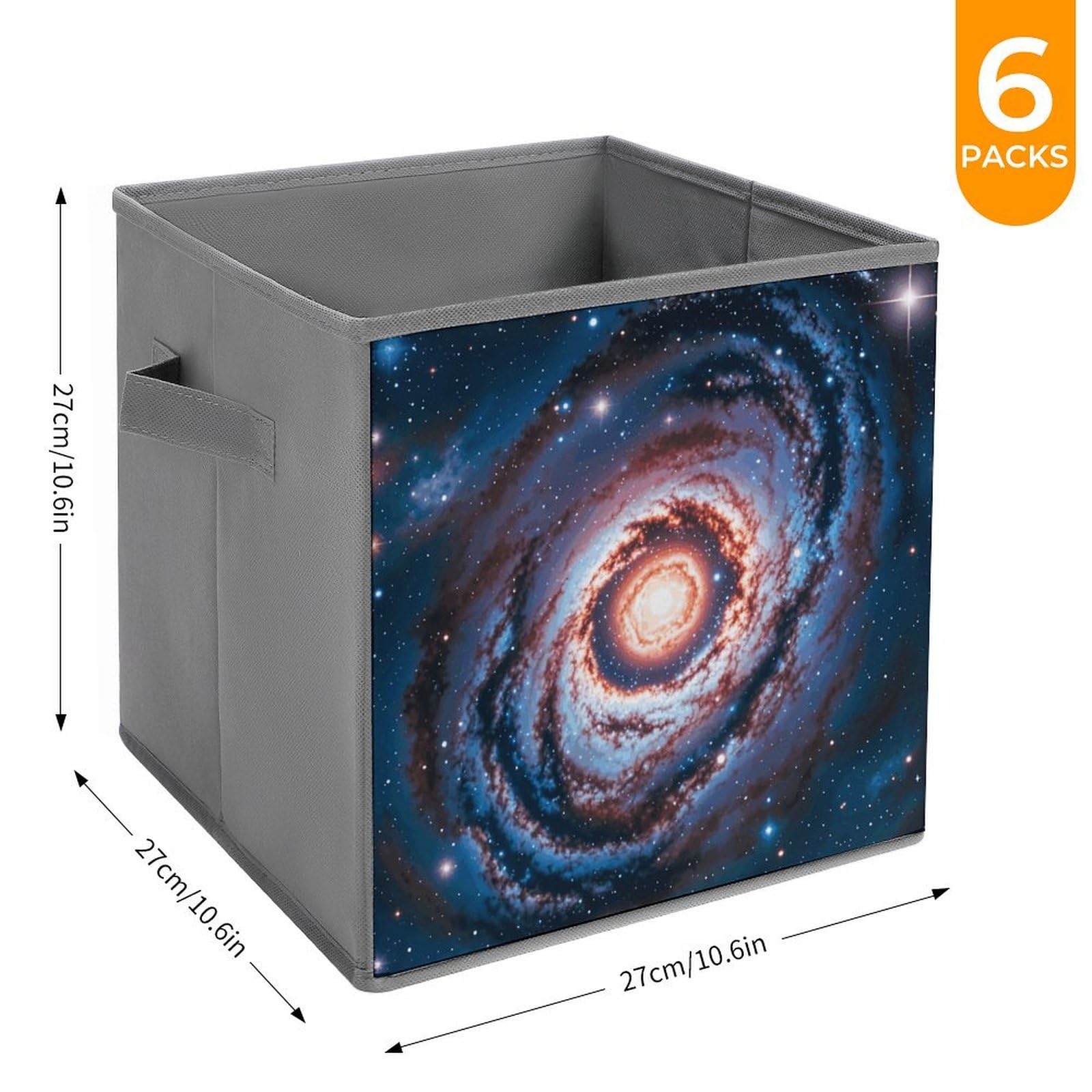 6PCS Collapsible Storage Bins - Galaxy Printed Organizers for Home & Office