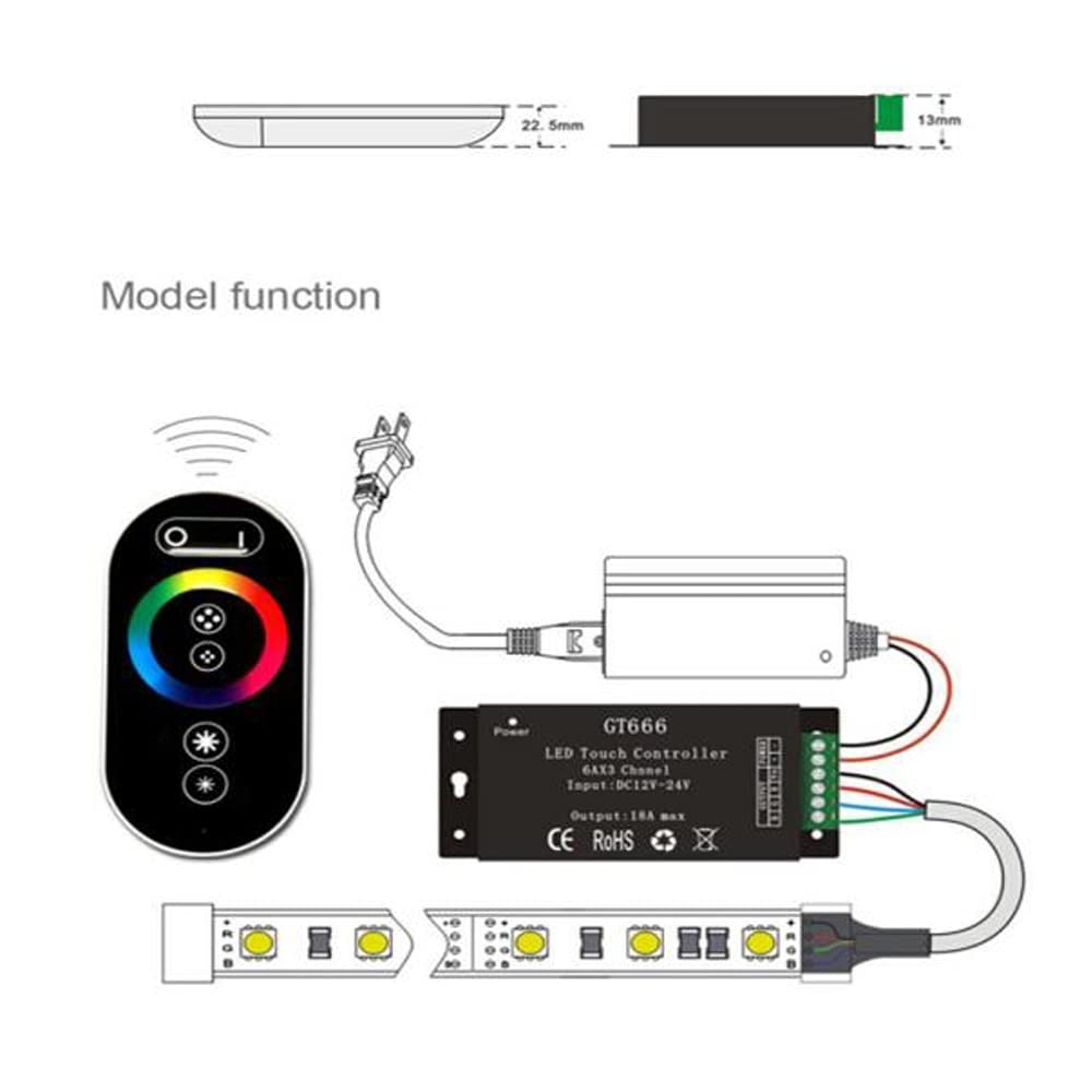 GT666 Touch & LED Controller for Smart Home Lighting - Perfect for Bedroom, Living Room, and Party Decorations