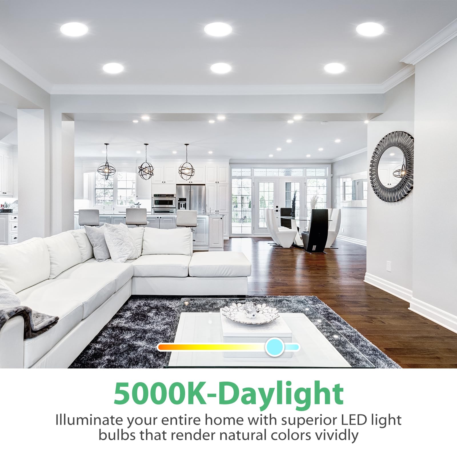 BR30 LED Bulb 6-Pack - Dimmable 7W (65W Equivalent) 5000K Daylight Flood Lights, 650 Lumens, CRI80, E26 Base - 15,000 Hours Lifespan for Recessed Can Lighting | Perfect for Kitchens, Living Rooms & Office Spaces