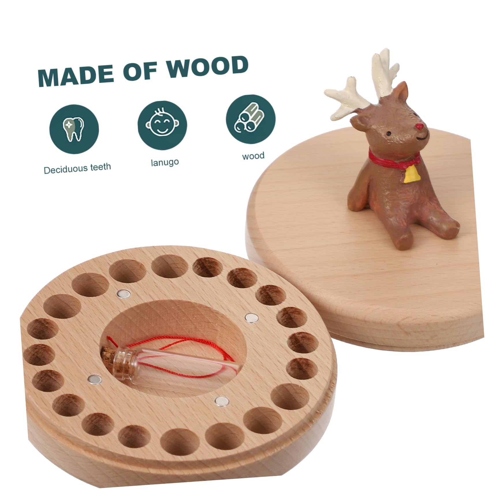 HEMOTON Wooden Baby Tooth Box & Lanugo Keepsake Container - Newborn Memory Box for Boys & Girls with Smooth Surface - Perfect for First Tooth, Hair Lockets & Baby Milestone Gifts