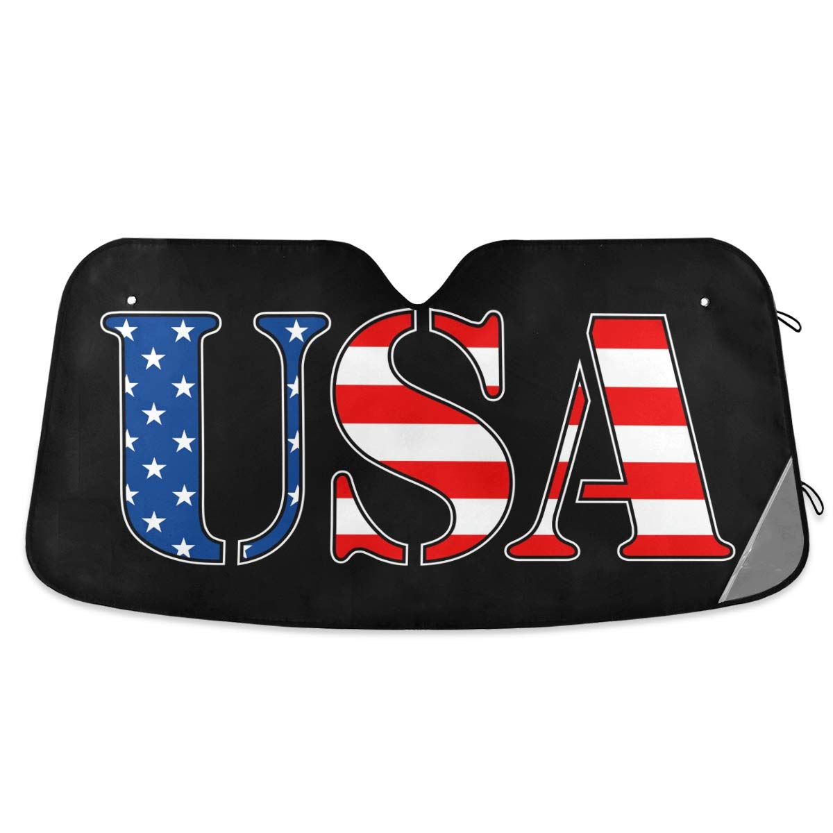 USA American Flag Car Windshield Sunshade - Foldable Reflective UV Blocking Sun Shade for Cars & Trucks - Perfect for Summer Parking and Road Trips
