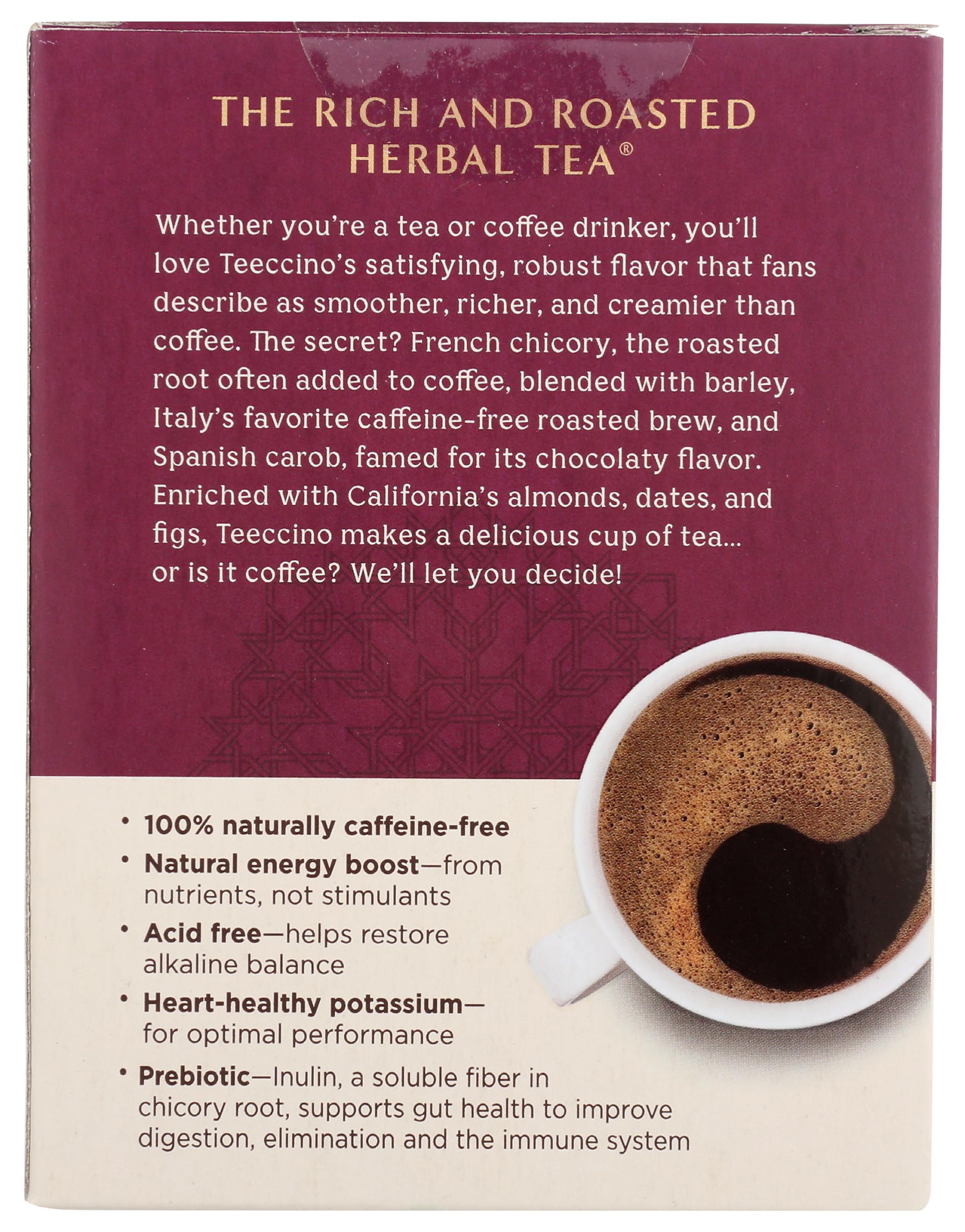 Teeccino Vanilla Nut Herbal Coffee Alternative Tea Bags - 10 Count | Caffeine-Free Herbal Tea for Relaxation & Morning Routine | Perfect for Coffee Lovers & Tea Enthusiasts