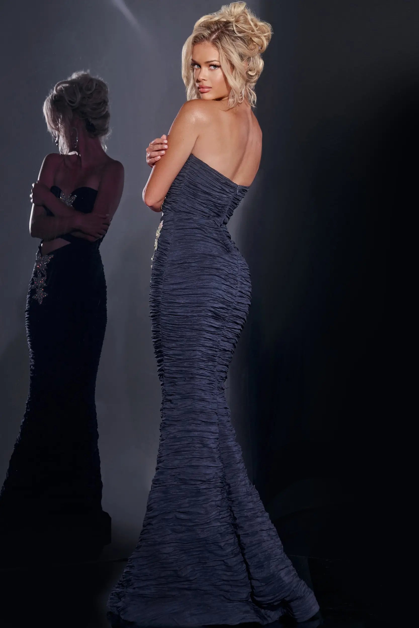Jovani 40174 Women's Elegant Evening Dress - Perfect for Prom, Gala & Formal Events | Long Sleeve Beaded Gown with Flowy Skirt