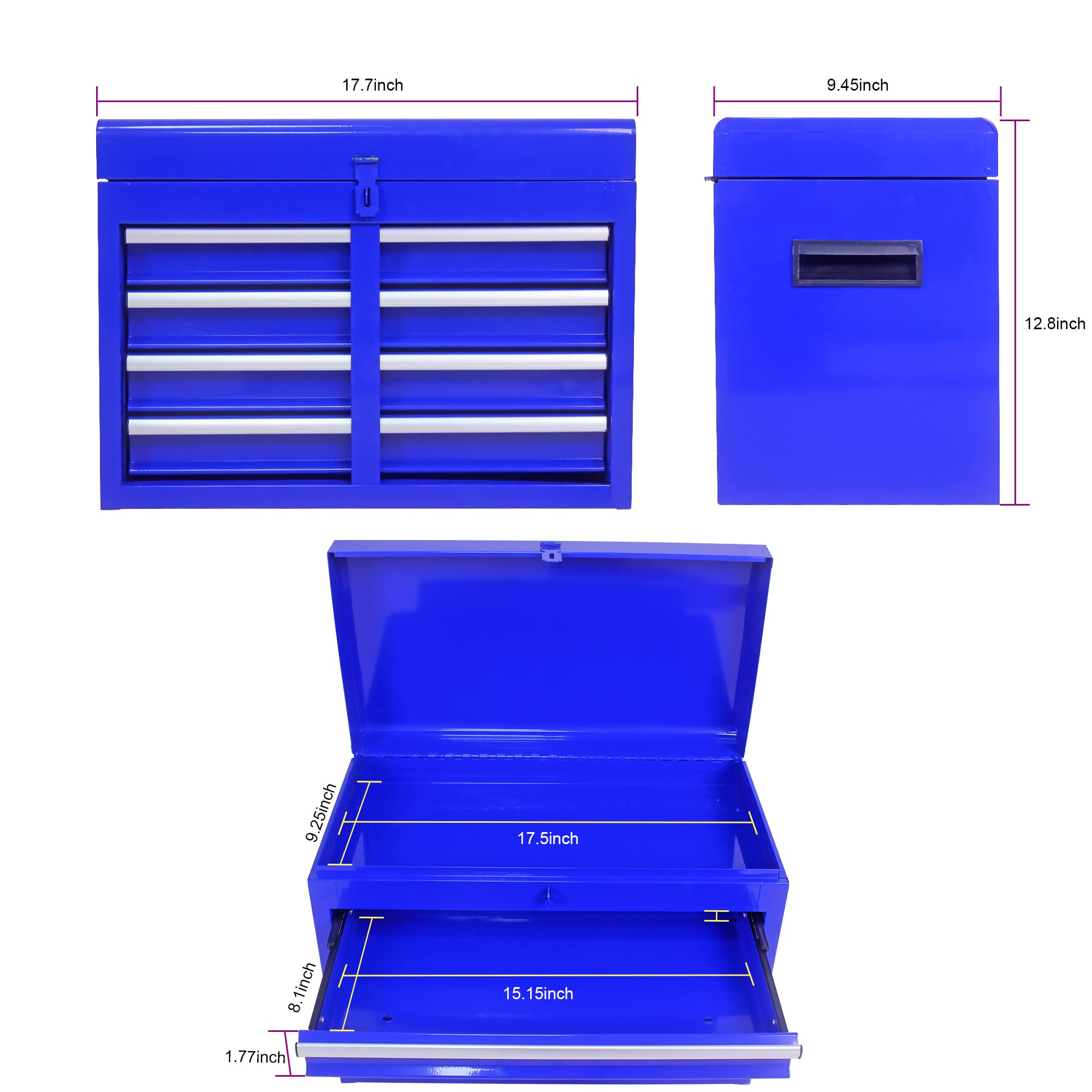 Heavy-Duty Rolling Tool Chest with 5 Drawers & Wheels - Detachable Tool Storage Cabinet with Adjustable Shelf - Mobile Toolbox for Workshop, Garage & Mechanics - Perfect for Automotive Repairs & DIY Projects (Blue)