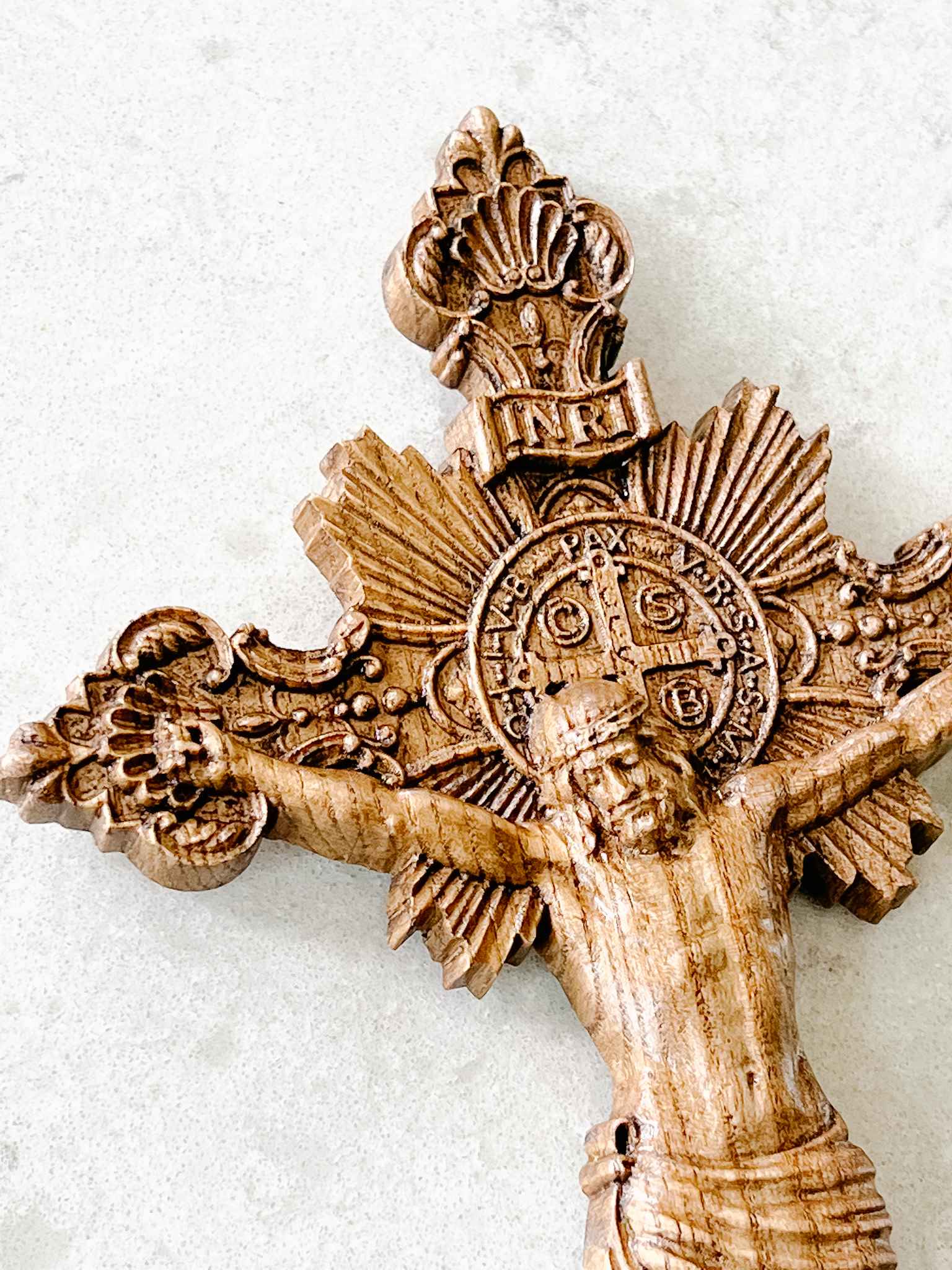Hand Carved Wooden Crucifix - Religious Wall Decor for Home, Church & Prayer - Perfect for Easter, Christmas & Spiritual Gifting