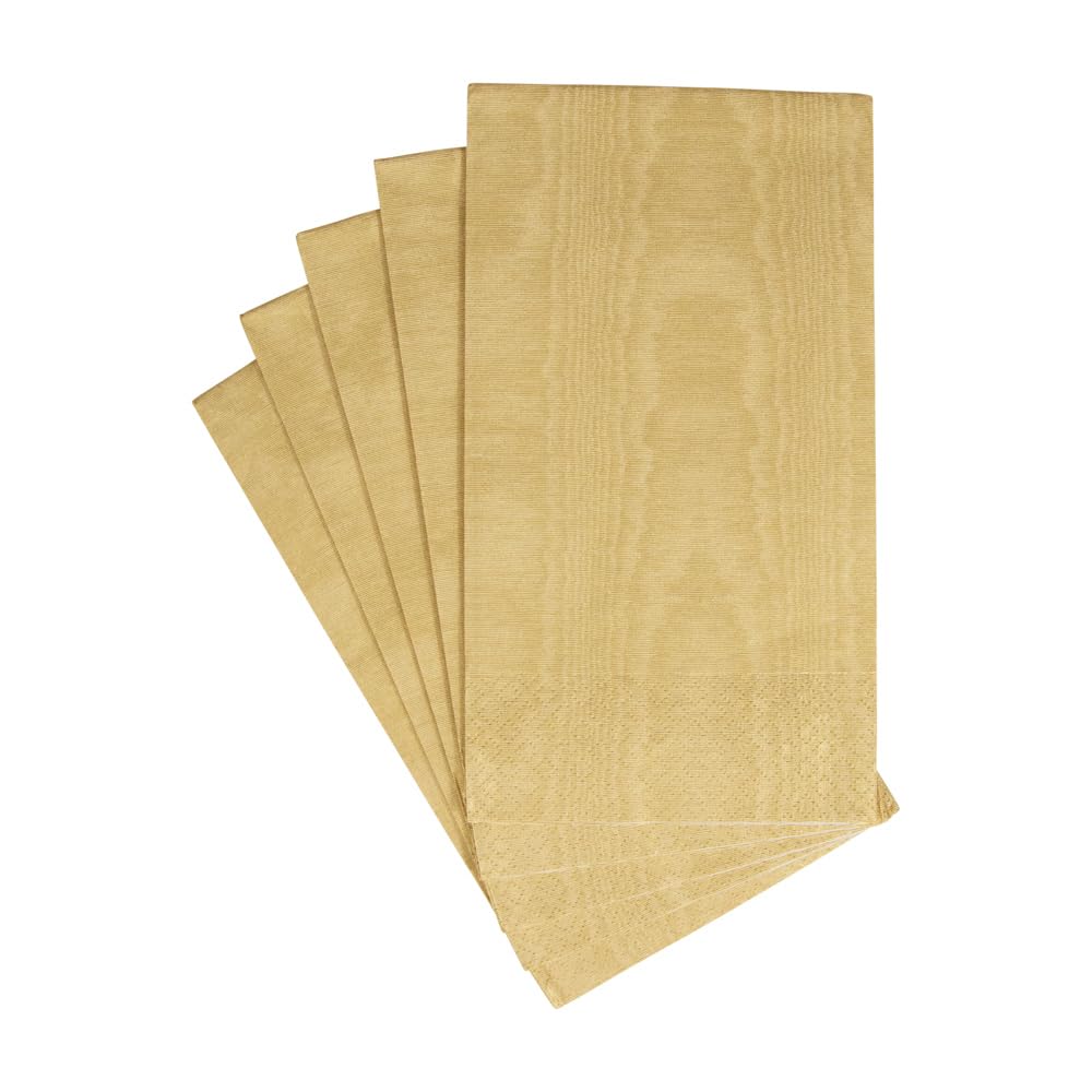 Premium Caspari Moiré Paper Guest Towels & Napkins in Elegant Gold - 60 Count (15 per Pack, 4 Packs) - Perfect for Weddings, Dinner Parties & Luxury Events