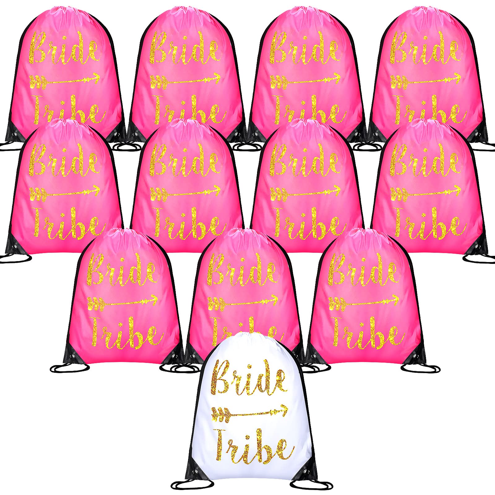 Maitys 12-Piece Rose Red Bridal Shower Drawstring Bags - Bachelorette Party Favors, Wedding Gift Bags for Bridesmaids & Guests - Perfect for Bridal Showers, Wedding Receptions & Bachelorette Parties