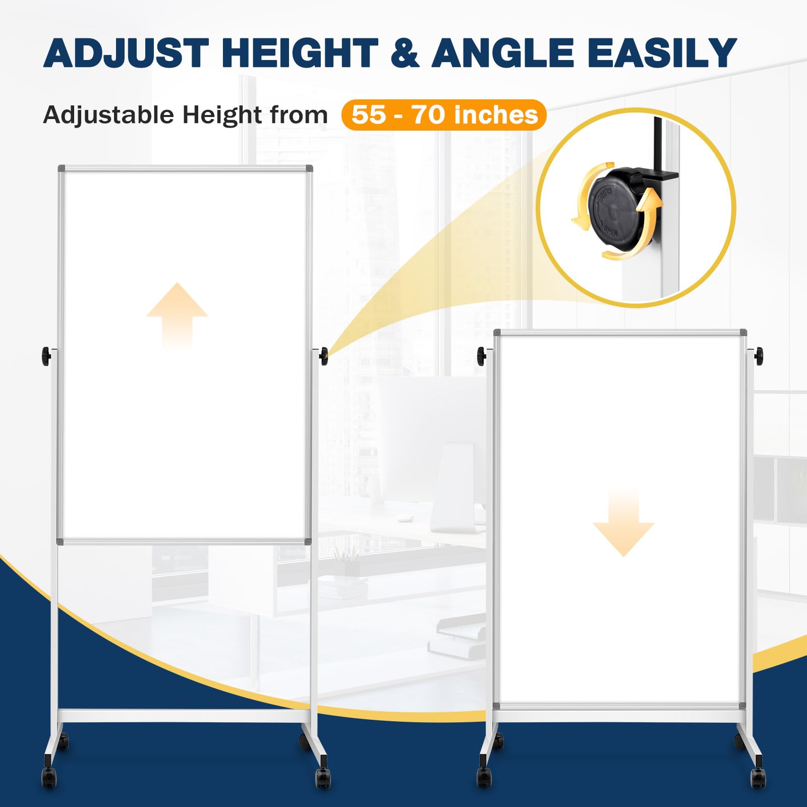 13 Sq/ft WALGLASS Mobile Whiteboard & Corkboard Combo - 24