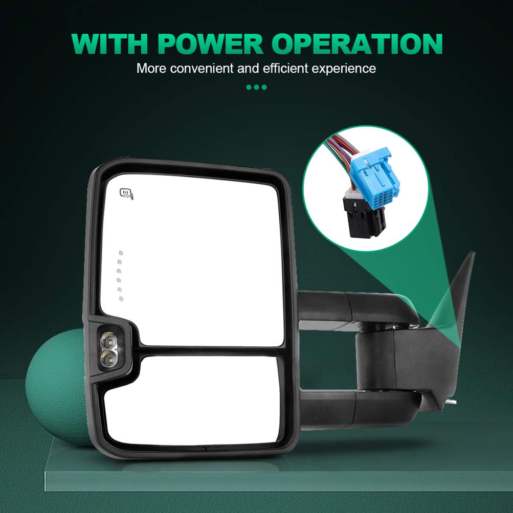 AUTOMUTO Power Heated Towing Mirrors with Turn Signal & Puddle Light - Compatible with Ford F-150 2004-2014 (LH Driver & RH Passenger Side) - Perfect for Towing, Off-Roading & Night Driving
