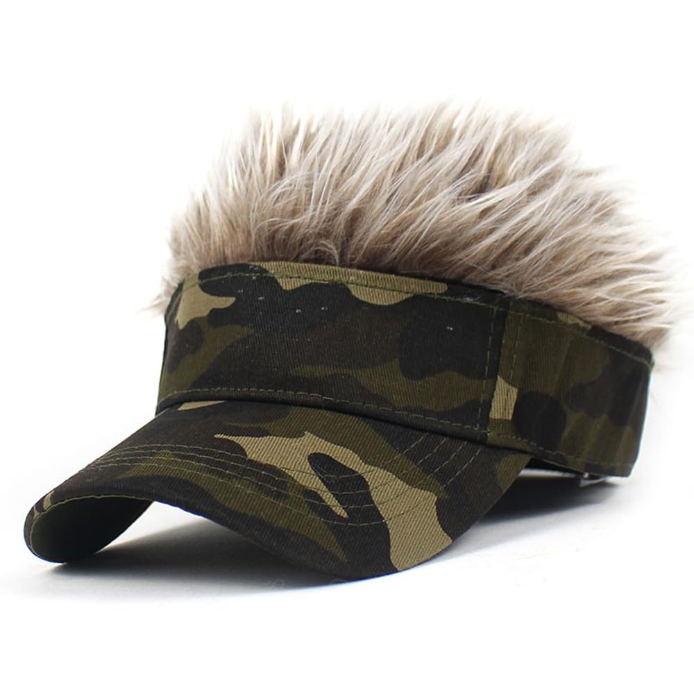 YEKEYI Spiked Funny Golf Visor Hat - Adjustable Novelty Wig Baseball Cap with Hair for Women - Perfect for Costume Parties, Halloween & Themed Events