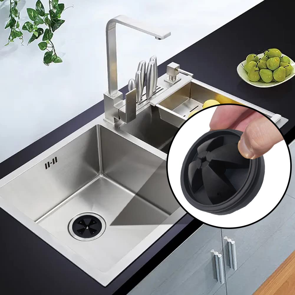 Joywayus 2-Pack 3-3/8 Inch Black Rubber Garbage Disposal Splash Guard - Quiet Sink Baffle Replacement with Upgraded Removable Drain Plugs - Multi-Functional Food Waste Disposer Accessories for Kitchen Sink Maintenance & Odor Prevention