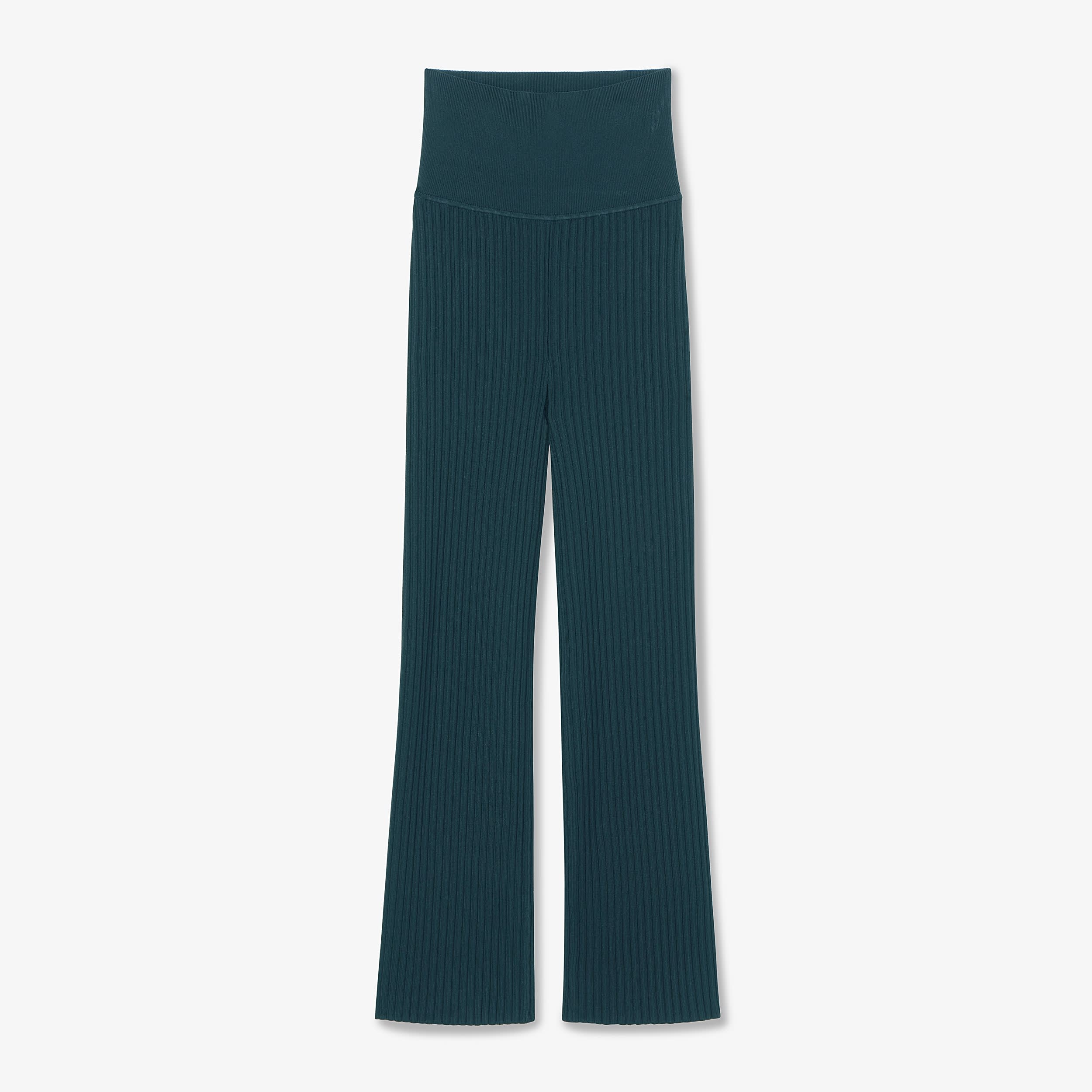 Finley Stretch Pant Ribbed Jardigan Knit Women's High Waist Yoga Pants - Soft Comfortable Workout Leggings for Yoga, Running & Lounge Wear in Deep Sea Blue