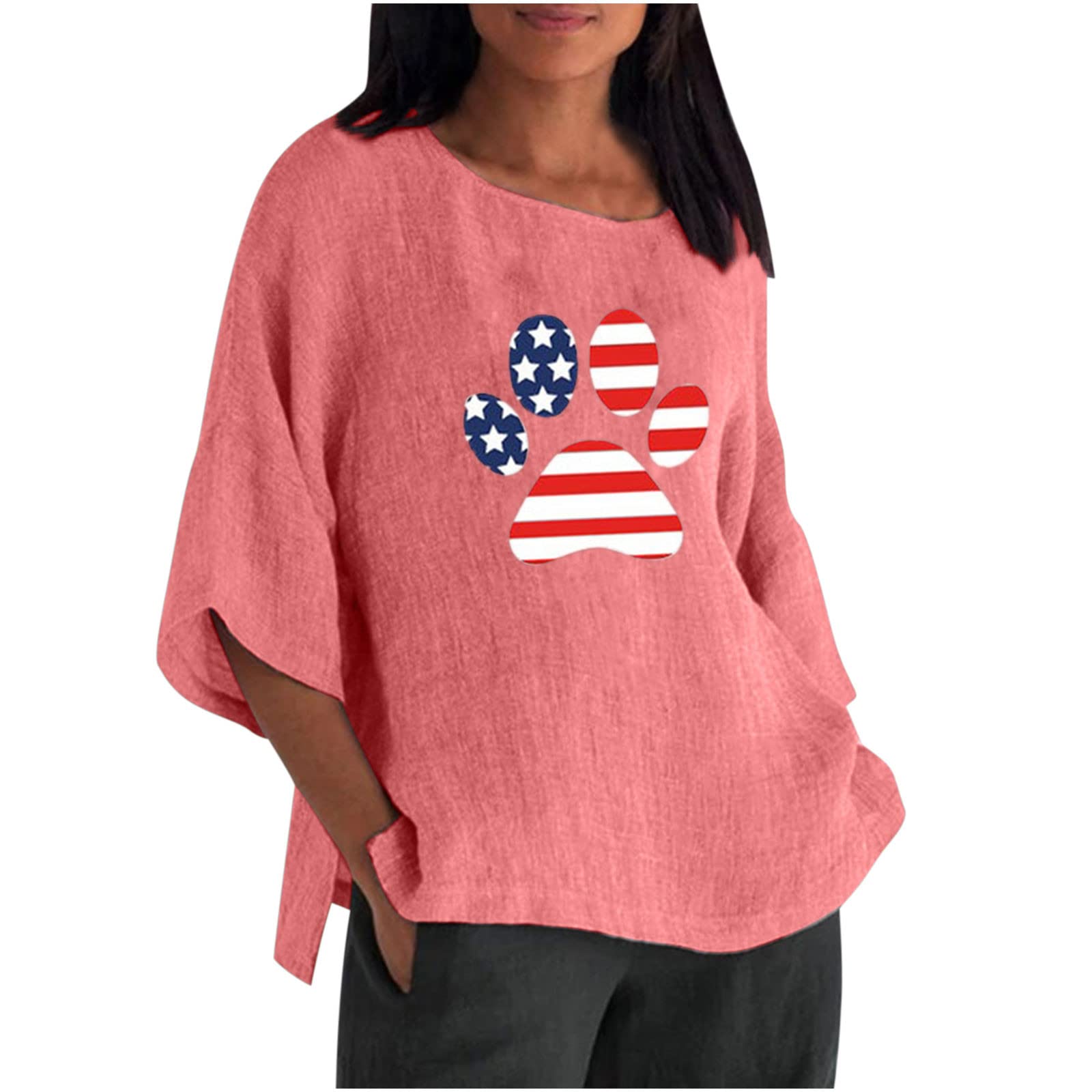 Women's Casual T-Shirts - Summer Cute Printed Tee, Loose Fit Plus Size Short Sleeve Blouse, Sexy & Comfortable Tunic Top for Everyday Wear, Outings & Vacation