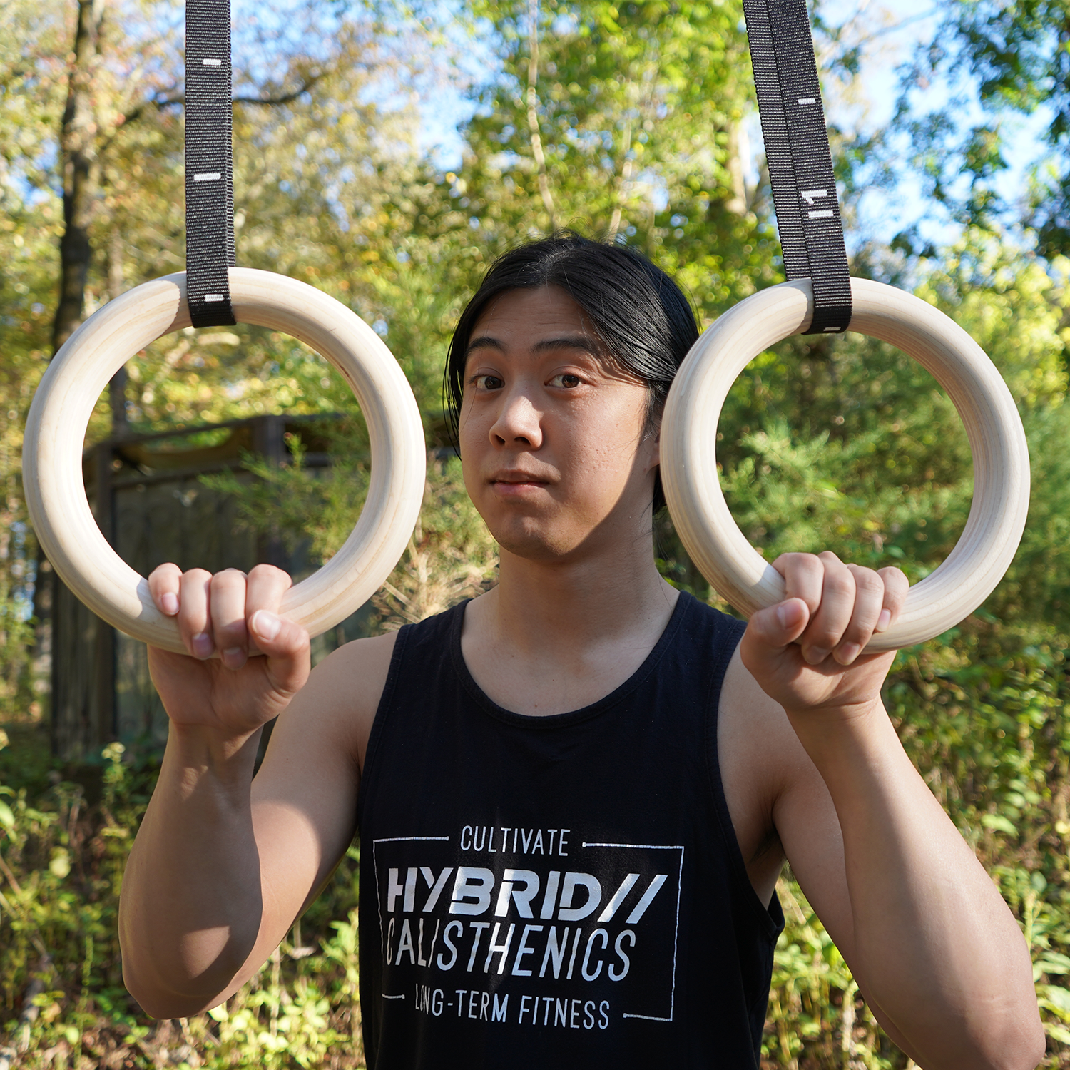 Premium Wooden Gymnastic Rings for CrossFit & Home Workouts - Adjustable Straps for Strength Training, Pull Ups & Calisthenics - Ideal for Indoor Gym, Outdoor Fitness & Functional Training