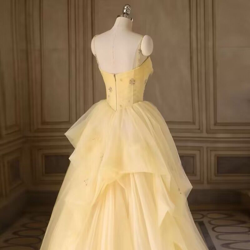 Elegant A-Line Yellow Tulle Prom Dress for Birthday Party & Special Occasions - Style J2975 | Perfect for Homecoming, Quinceañera & Formal Events